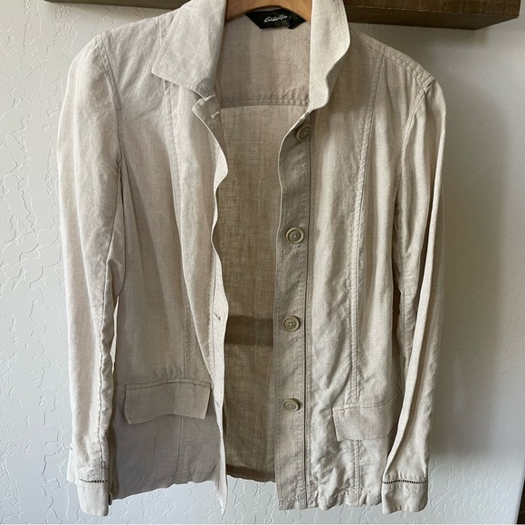 Eddie Bauer Linen Blazer Jacket, size Small—Lagenlook•••Beige/Cream tone! - Picture 1 of 16